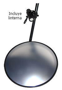 Espejo busca-bombas con espejo convexo, ruedas y linterna LED