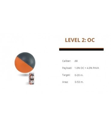 BOLA del CALIBRE 0.68 con PIMIENTA OC + PAVA - 100 Uds.
