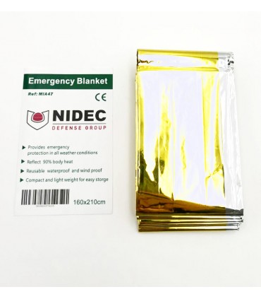 Manta isotérmica PLATEADA/DORADA de 160X210cm