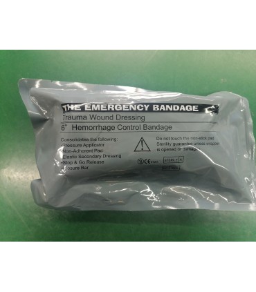 Vendaje táctico compresivo de emergencia. Color verde mil. (15x450cm)