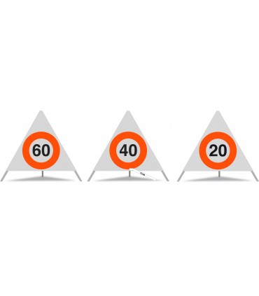 FOLDABLE TRIANGULAR TRAFFIC SIGNAL. COMBO SPEED LIMIT