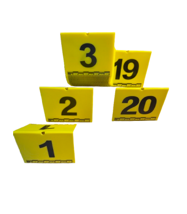 Bipodes numerados 1-20 para identificación de evidencias.