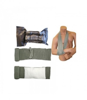 Vendaje táctico compresivo de emergencia. Color verde mil. (15x450cm)