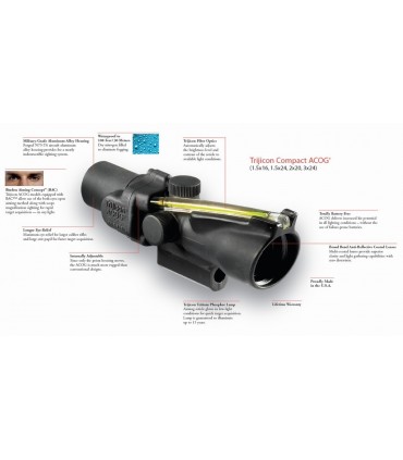 TRIJICON ACOG 2x20 Scope Dual ilum. Amber Triangle Reticle
